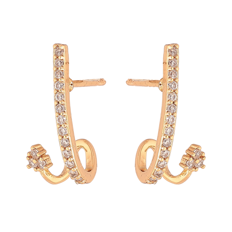 Сережки Xuping колір Позолота 18К пусети "Візерунок з кристалами" фото №1