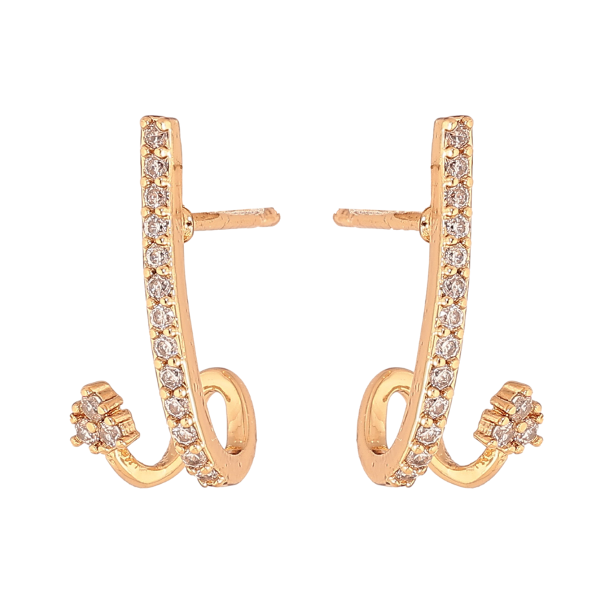 Серьги Xuping цвет Позолота 18К пусеты "Узор с кристаллами" фото №1