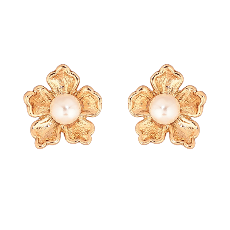 Серьги Xuping цвет Позолота 18К пусеты "Цветочки с жемчужинами" фото №2 Серьги Xuping цвет Позолота 18К пусеты "Цветочки с жемчужинами" фото №2