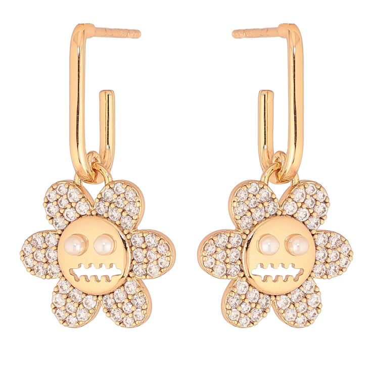 Сережки Xuping колір Позолота 18К пусети "Ромашки з інкрустацією кристалами" фото №24