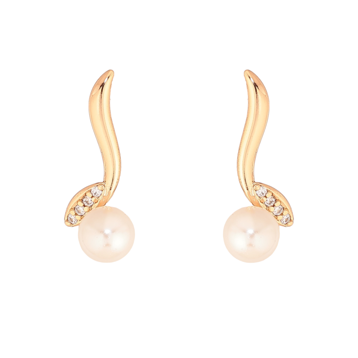 Сережки Xuping колір Позолота 18К пусети "Декоративний візерунок з перлинами" фото №7