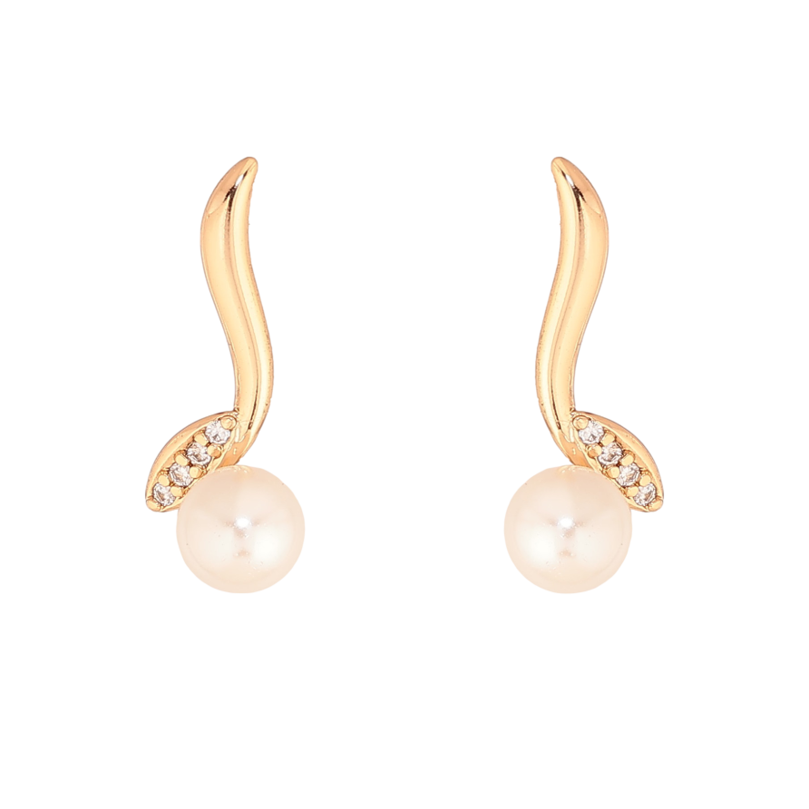 Серьги Xuping цвет Позолота 18К пусеты "Декоративный узор с жемчужинами" фото №1