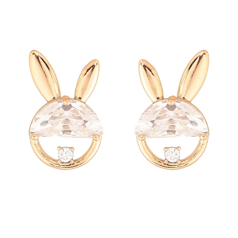 Сережки Xuping колір Позолота 18К пусети "Кролики з кристалами" фото №1 Сережки Xuping колір Позолота 18К пусети "Кролики з кристалами" фото №1