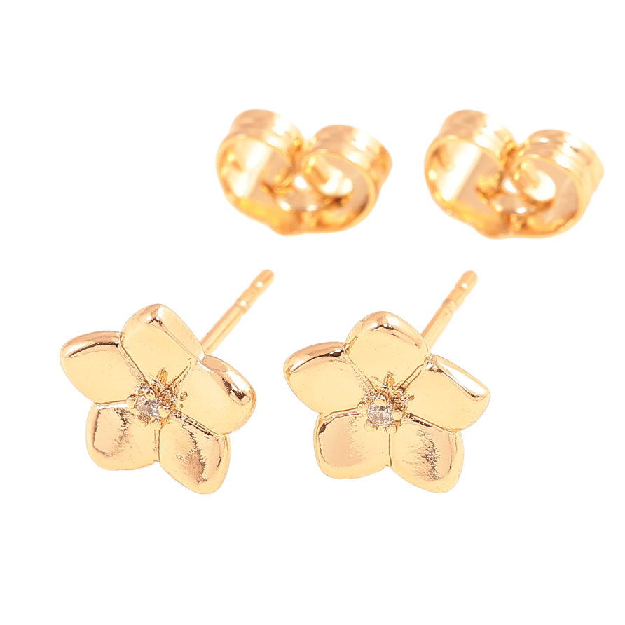 Сережки Xuping колір Позолота 18К пусети "Квіточки з кристалами" фото №1 Сережки Xuping колір Позолота 18К пусети "Квіточки з кристалами" фото №1