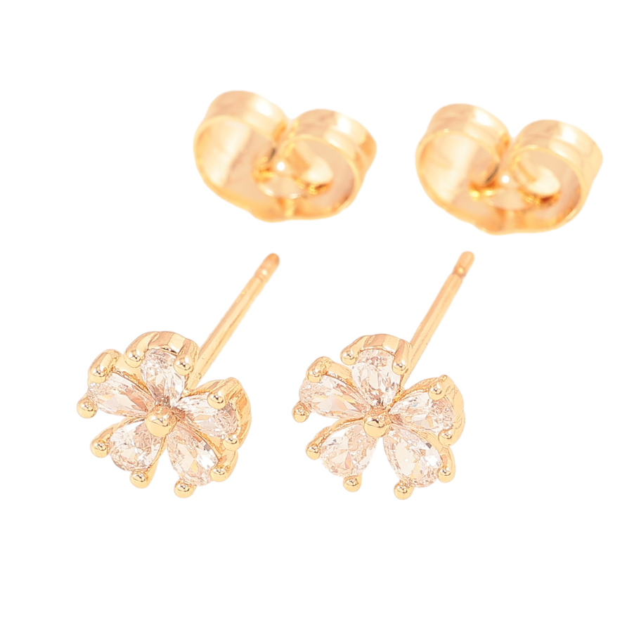 Серьги Xuping цвет Позолота 18К пусеты "Кристальные цветочки" фото №1
