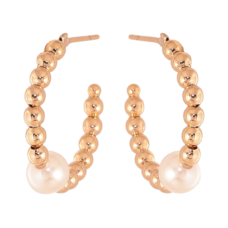 Серьги Xuping цвет Позолота 18К пусеты "Декоративный узор с бусинами" фото №6