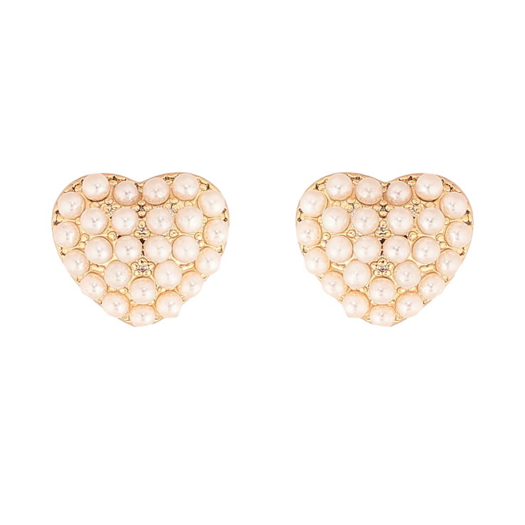 Сережки Xuping колір Позолота 18К пусети "Сердечки з перлинками" фото №7