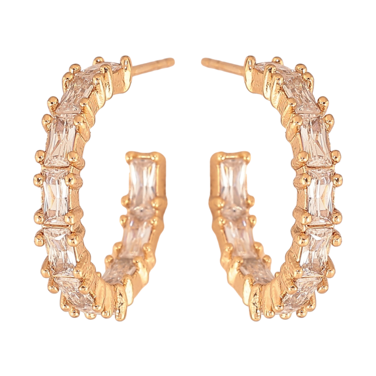 Серьги Xuping цвет Позолота 18К пусеты "Дорожки кристаллов" фото №21