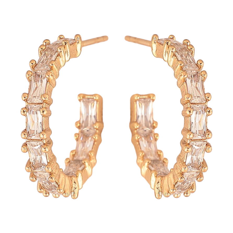 Серьги Xuping цвет Позолота 18К пусеты "Дорожки кристаллов" фото №1