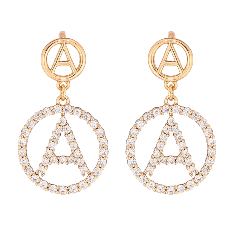 Сережки Xuping колір Позолота 18К пусети "Підвіски з літерою А" фото №1