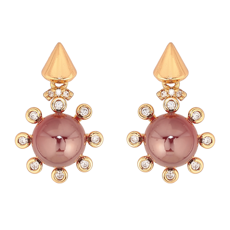 Сережки Xuping колір Позолота 18К пусети "Візерунок з вишневими намистинами та кристалами" фото №18