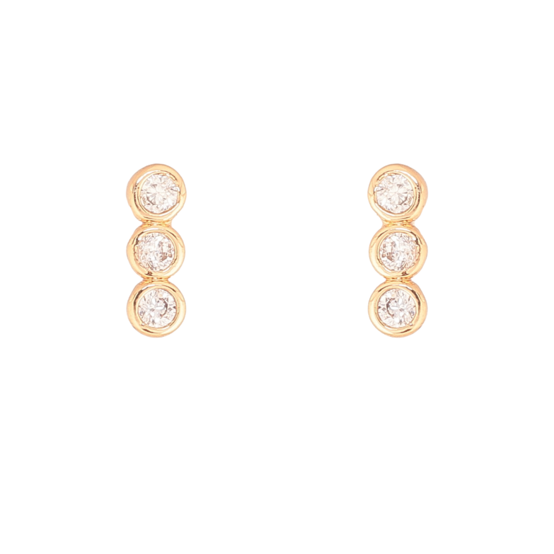 Серьги Xuping цвет Позолота 18К пусеты "Дорожки кристаллов" фото №1