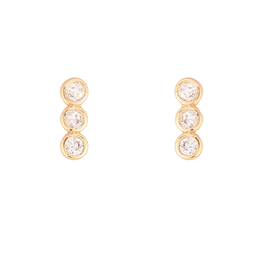 Серьги Xuping цвет Позолота 18К пусеты "Дорожки кристаллов" фото №1