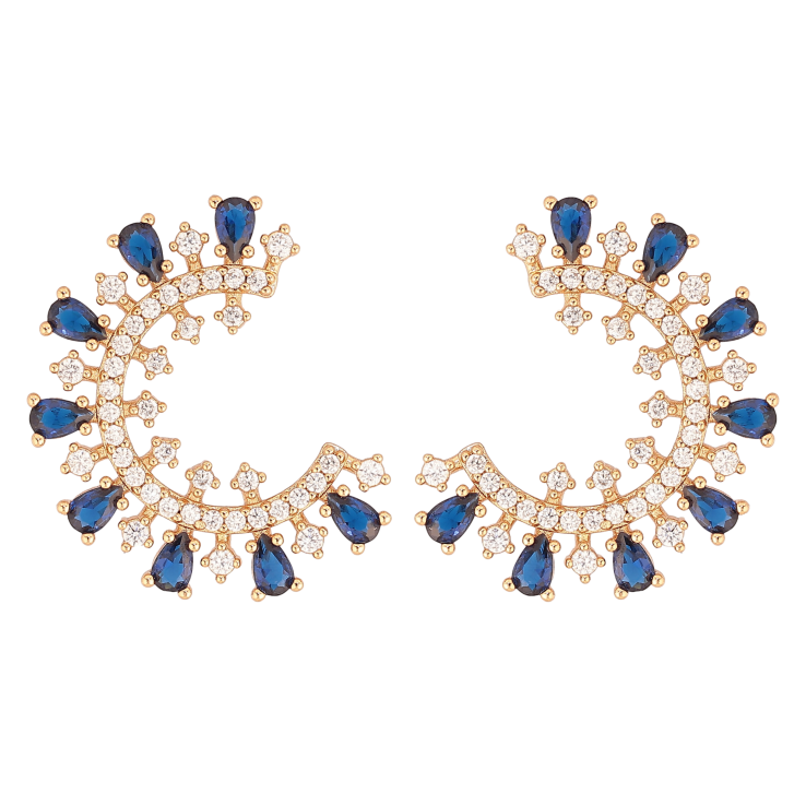 Серьги Xuping цвет Позолота 18К пусеты "Инкрустация с синими кристаллами" фото №24