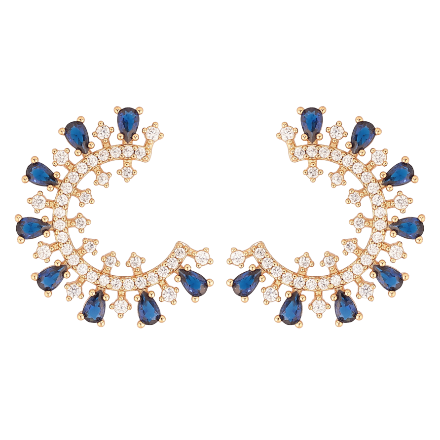Серьги Xuping цвет Позолота 18К пусеты "Инкрустация с синими кристаллами" фото №1