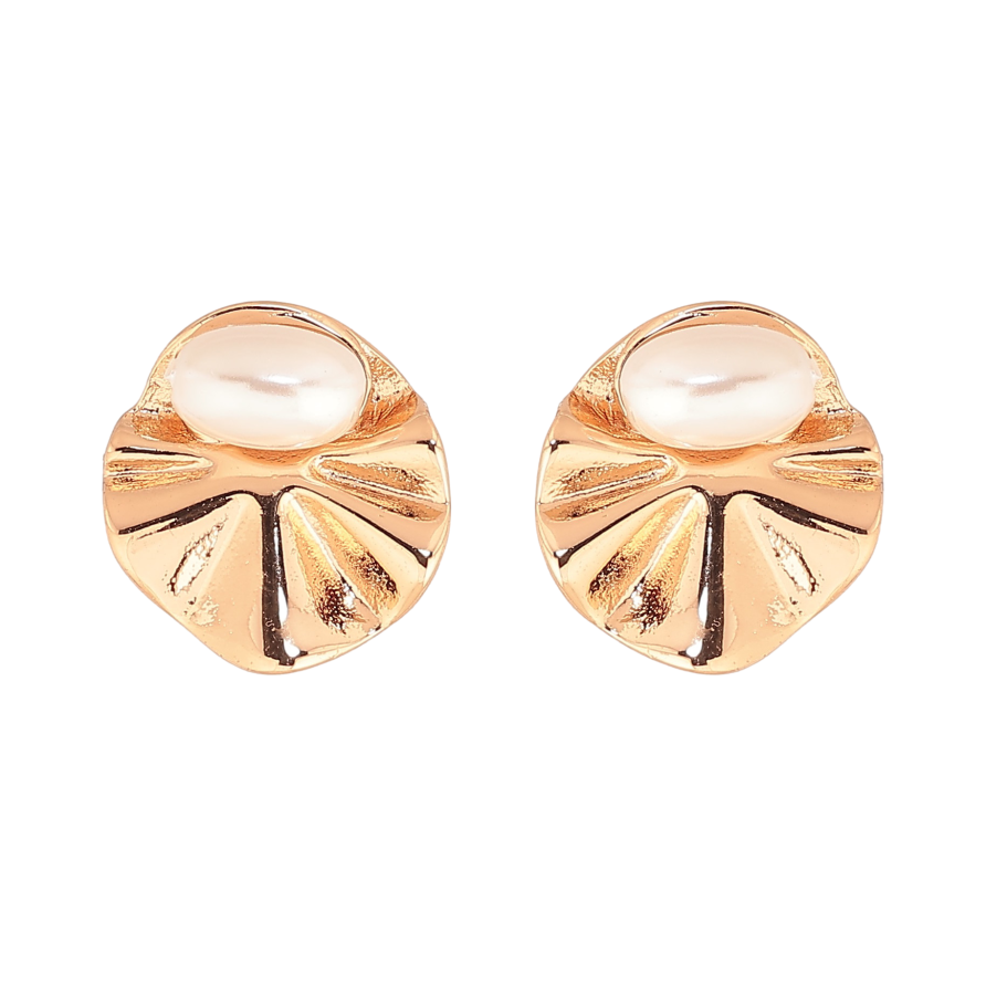 Серьги Xuping цвет Позолота 18К пусеты "Узор с жемчужинами" фото №1