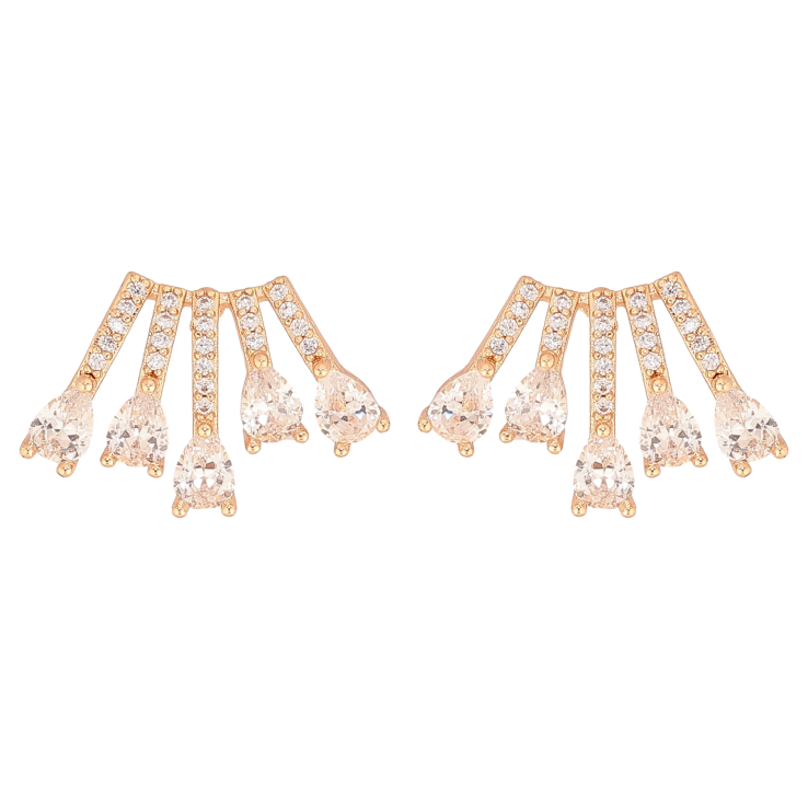 Сережки Xuping колір Позолота 18К пусети "Візерунок з кристалами" фото №3