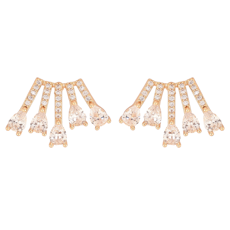 Сережки Xuping колір Позолота 18К пусети "Візерунок з кристалами" фото №2