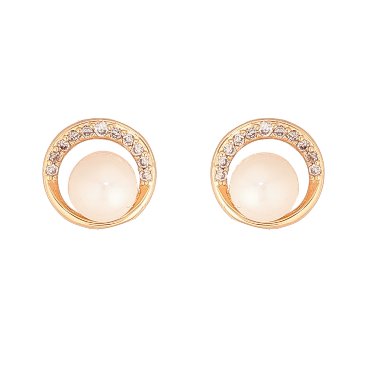 Сережки Xuping колір Позолота 18К пусети "Кола з перлинами" фото №13