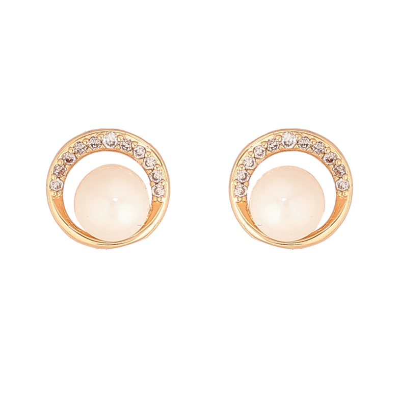 Сережки Xuping колір Позолота 18К пусети "Кола з перлинами" фото №2 Сережки Xuping колір Позолота 18К пусети "Кола з перлинами" фото №2