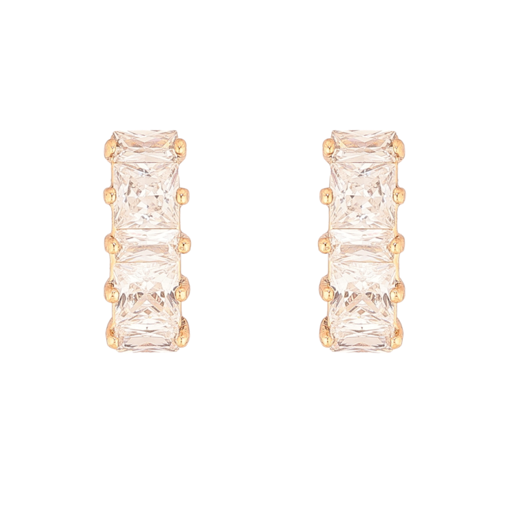 Сережки Xuping колір Позолота 18К пусети "Доріжки кристалів" фото №8