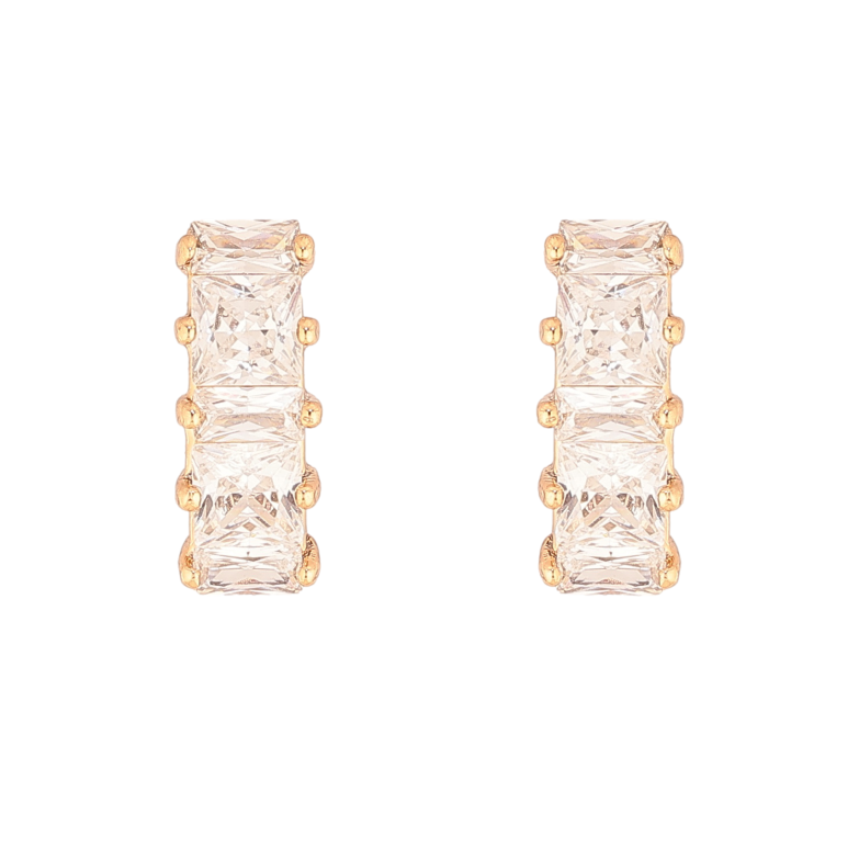 Серьги Xuping цвет Позолота 18К пусеты "Дорожки кристаллов" фото №3 Серьги Xuping цвет Позолота 18К пусеты "Дорожки кристаллов" фото №3