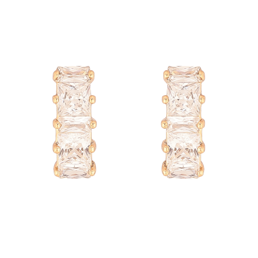 Серьги Xuping цвет Позолота 18К пусеты "Дорожки кристаллов" фото №1 Серьги Xuping цвет Позолота 18К пусеты "Дорожки кристаллов" фото №1