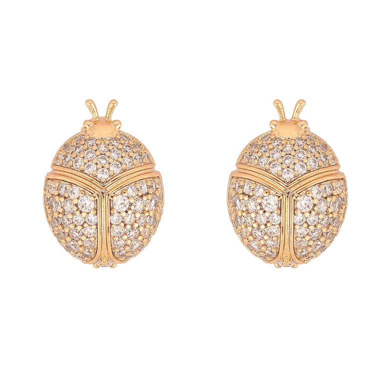 Сережки Xuping колір Позолота 18К пусети "Жучки з інкрустацією кристалами" фото №1 Сережки Xuping колір Позолота 18К пусети "Жучки з інкрустацією кристалами" фото №1