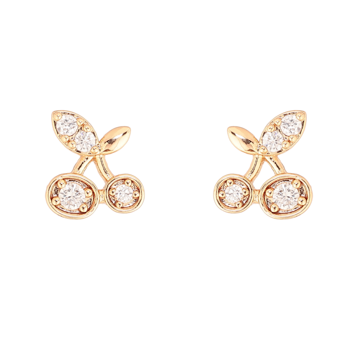 Сережки Xuping колір Позолота 18К пусети "Вишеньки з кристалами" фото №5