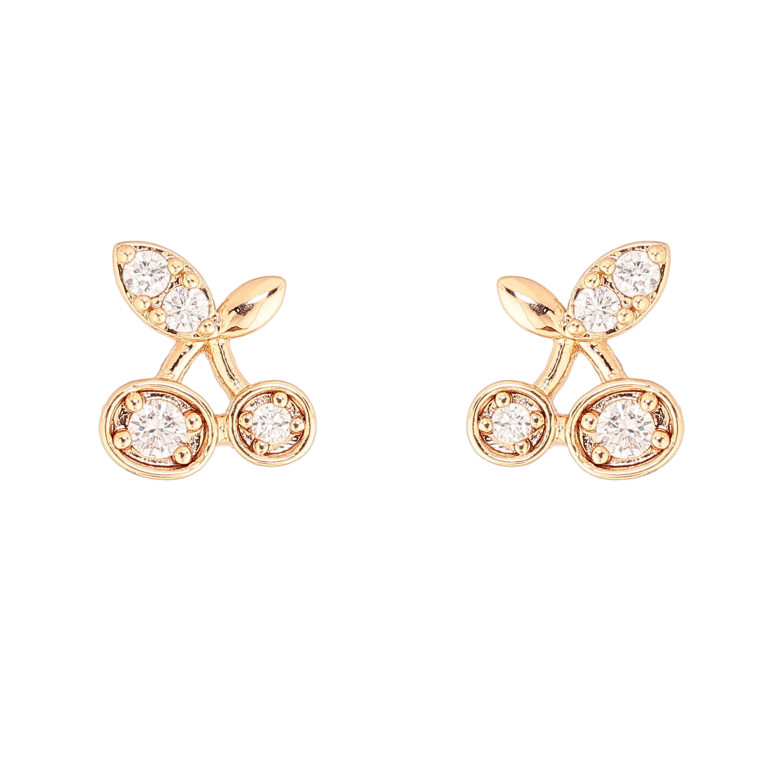 Серьги Xuping цвет Позолота 18К пусеты "Вишенки с кристаллами" фото №1 Серьги Xuping цвет Позолота 18К пусеты "Вишенки с кристаллами" фото №1