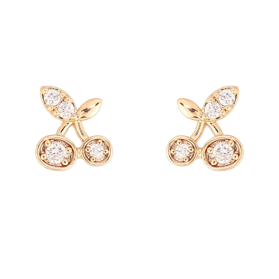 Серьги Xuping цвет Позолота 18К пусеты "Вишенки с кристаллами" фото №1 Серьги Xuping цвет Позолота 18К пусеты "Вишенки с кристаллами" фото №1