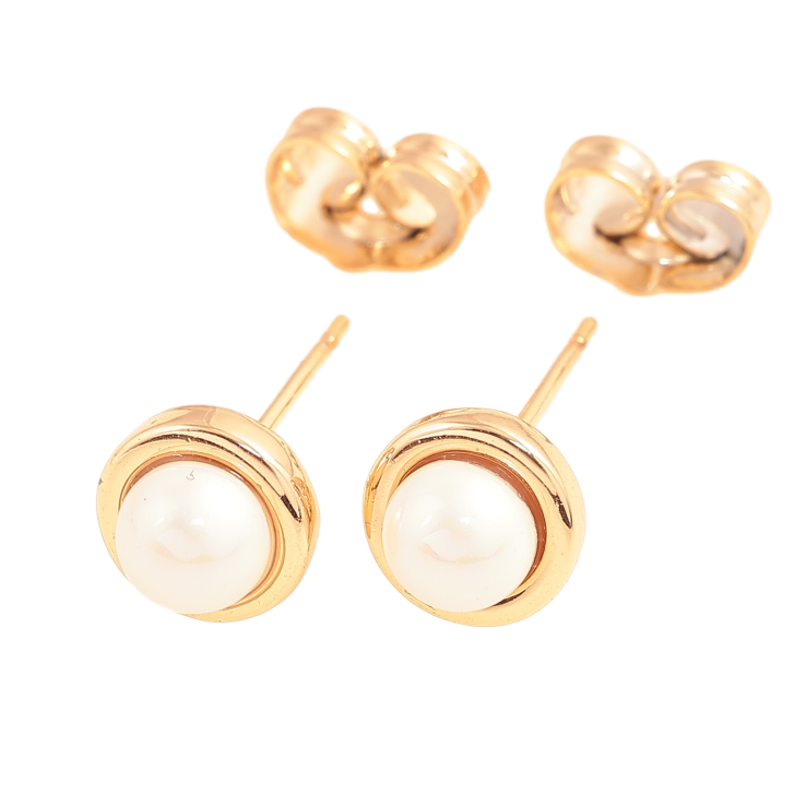 Сережки Xuping колір Позолота 18К пусети "Перлини у декоративній оправі" фото №10