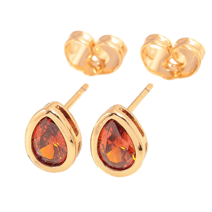 Сережки Xuping колір Позолота 18К пусети "Червоні кристальні крапельки" фото №21