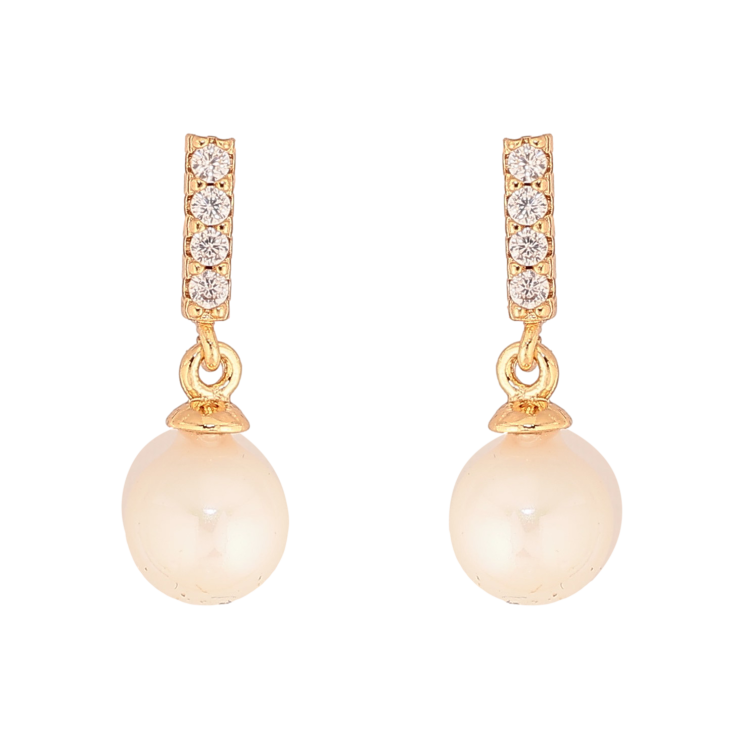 Серьги Xuping цвет Позолота 18К пусеты "Жемчужные подвески" фото №12