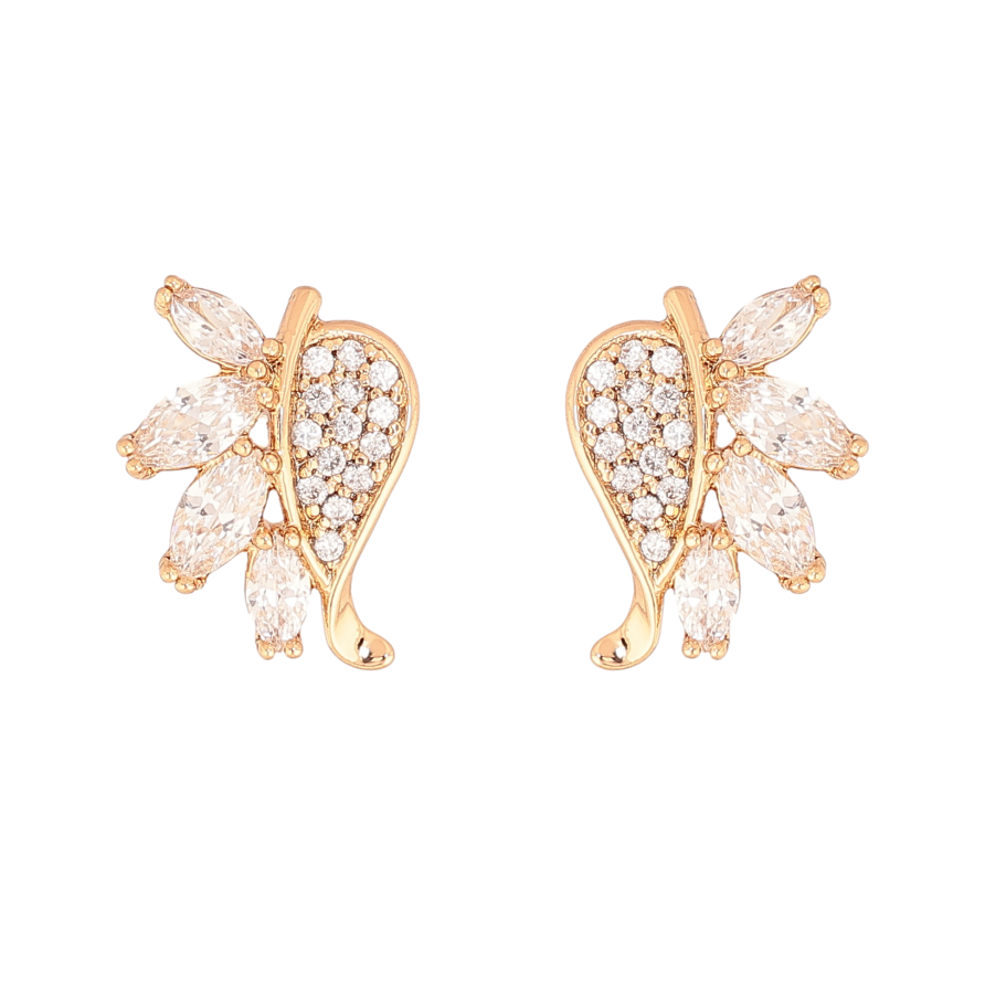 Серьги Xuping цвет Позолота 18К пусеты "Узор с кристаллами" фото №1