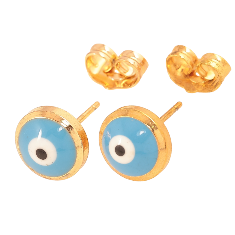 Сережки Xuping колір Позолота 18К пусети "Оберіг око Фатіми" ø 9мм фото №1 Сережки Xuping колір Позолота 18К пусети "Оберіг око Фатіми" ø 9мм фото №1
