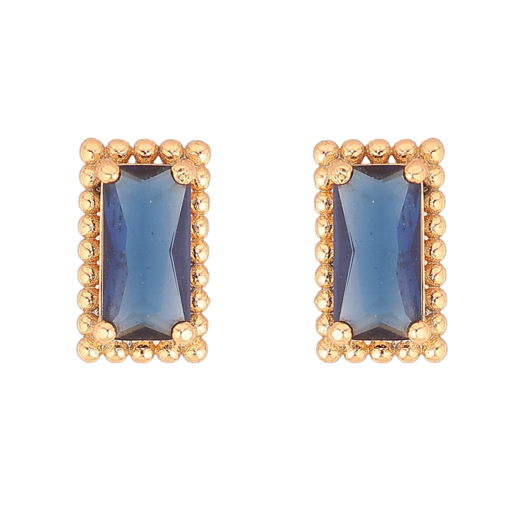 Серьги Xuping цвет Позолота 18К пусеты "Синие кристаллы" фото №23