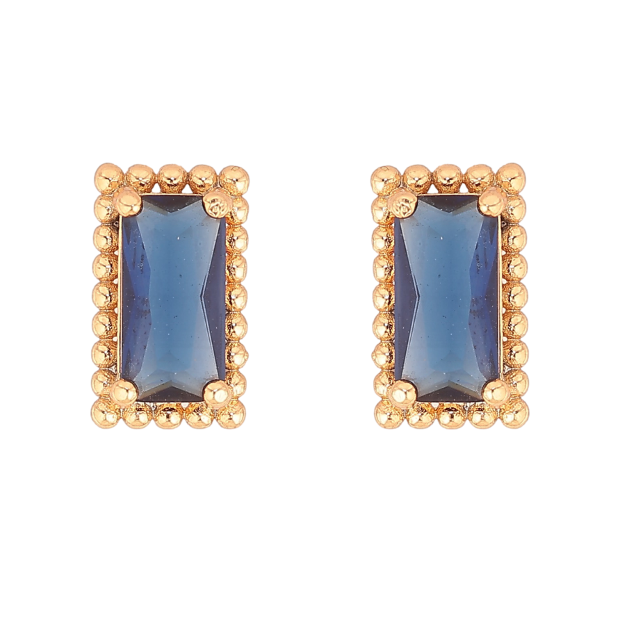 Серьги Xuping цвет Позолота 18К пусеты "Синие кристаллы" фото №1