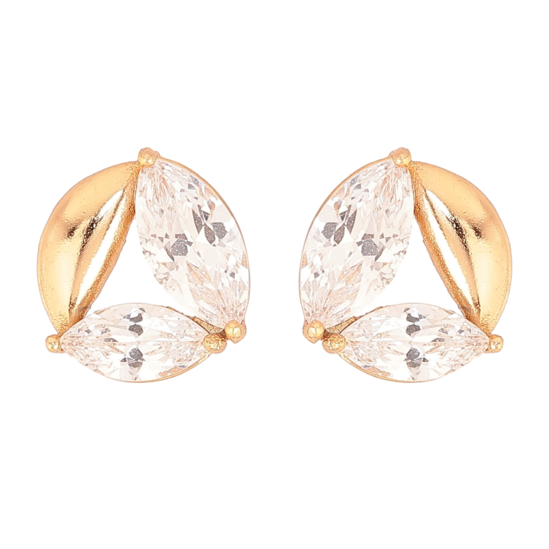 Серьги Xuping цвет Позолота 18К пусеты "Колечки с кристаллами" фото №1