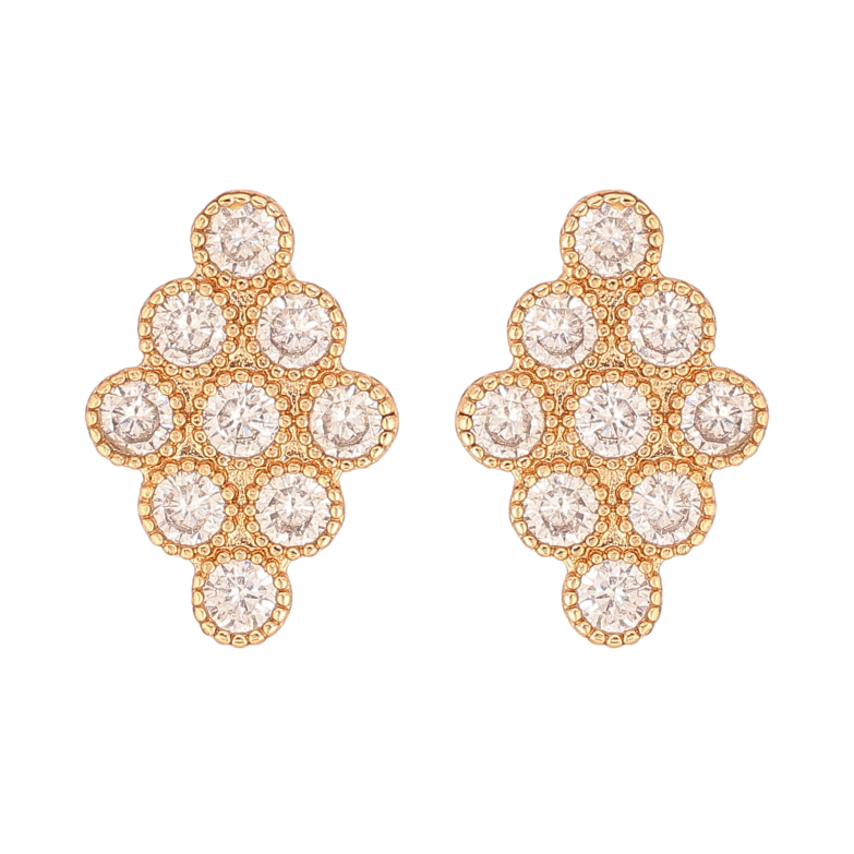 Серьги Xuping цвет Позолота 18К пусеты "Кристальные ромбы" фото №1