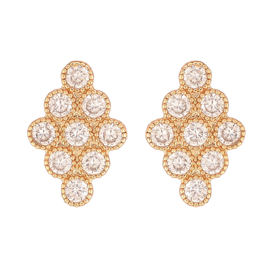 Серьги Xuping цвет Позолота 18К пусеты "Кристальные ромбы" фото №1