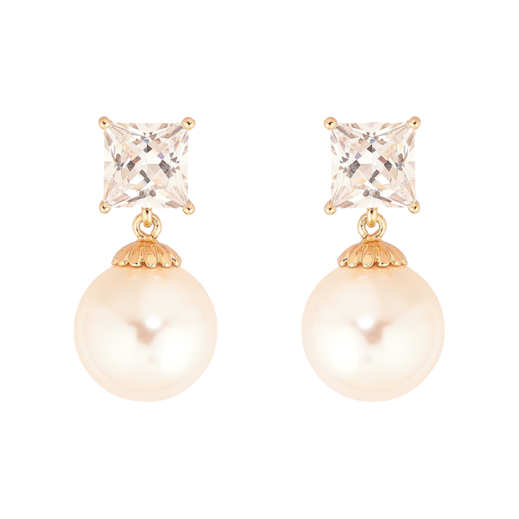 Сережки Xuping колір Позолота 18К пусети "Кристали з перлинними підвісками" фото №20 Сережки Xuping колір Позолота 18К пусети "Кристали з перлинними підвісками" фото №20