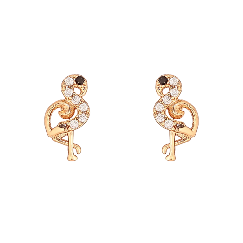 Серьги Xuping цвет Позолота 18К пусеты "Фламинго" фото №1