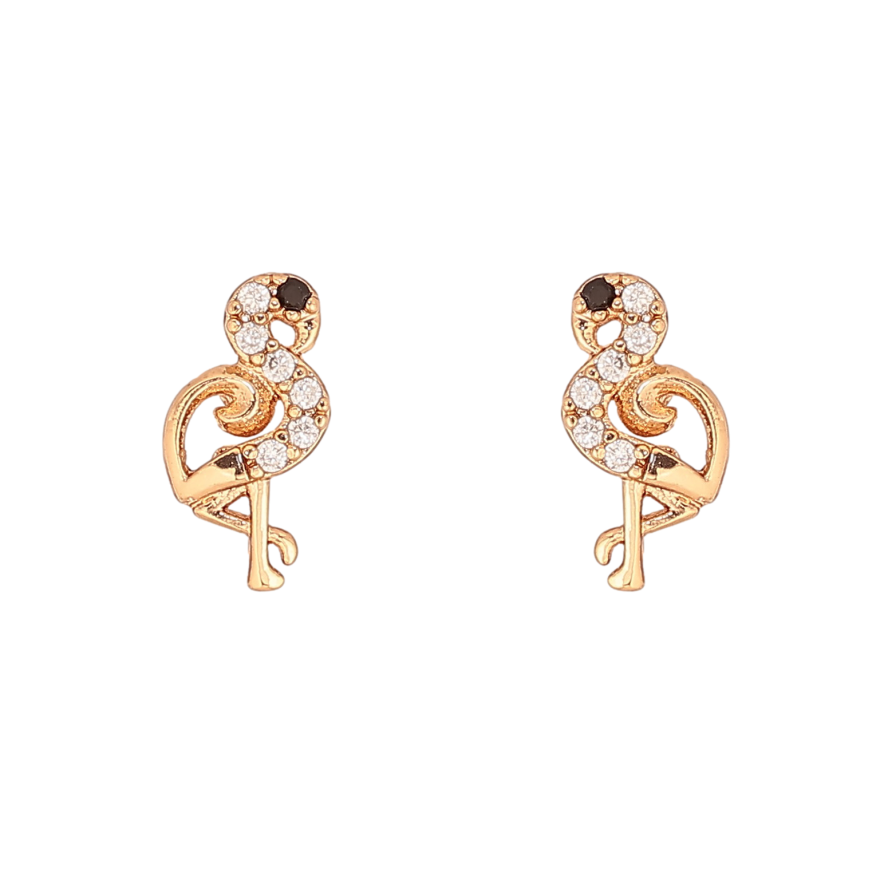 Серьги Xuping цвет Позолота 18К пусеты "Фламинго" фото №1