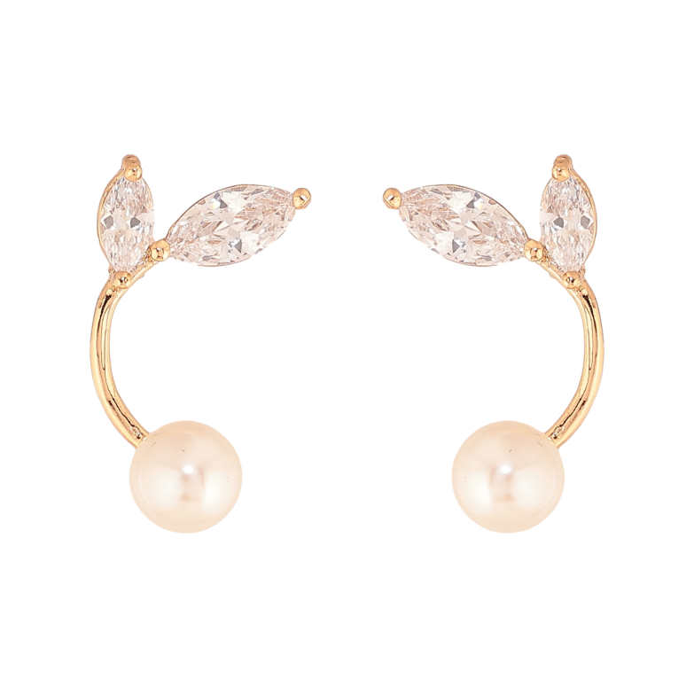 Серьги Xuping цвет Позолота 18К пусеты "Кристальные веточки с жемчужинами" фото №1