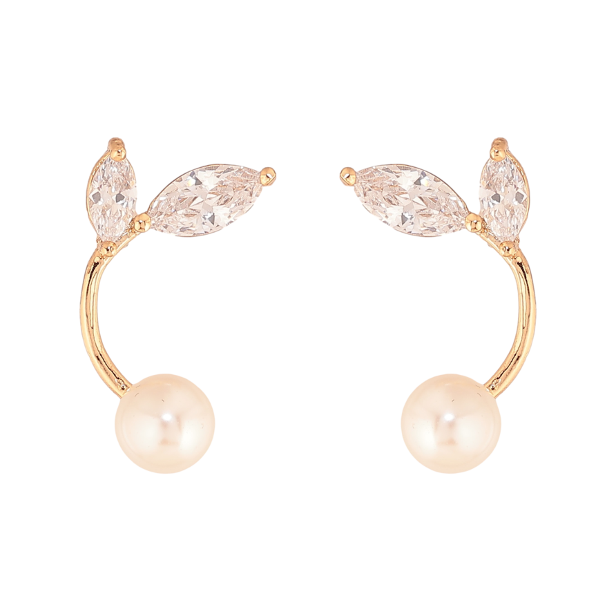 Серьги Xuping цвет Позолота 18К пусеты "Кристальные веточки с жемчужинами" фото №1