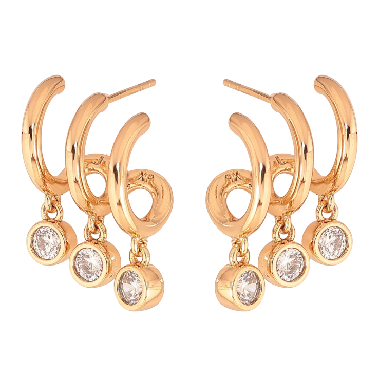 Серьги Xuping цвет Позолота 18К пусеты "Кристальные подвески" фото №18