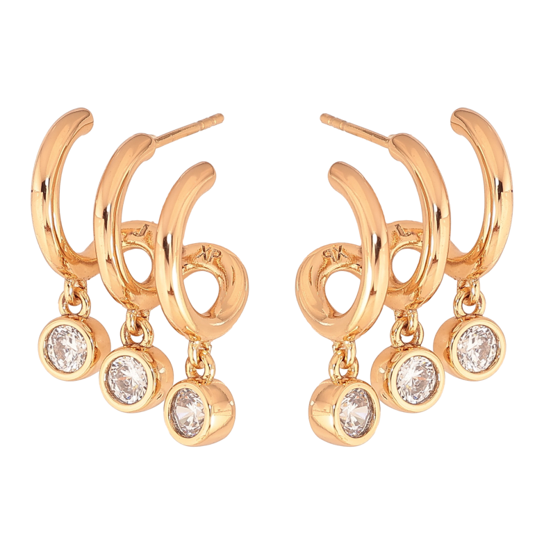 Серьги Xuping цвет Позолота 18К пусеты "Кристальные подвески" фото №1 Серьги Xuping цвет Позолота 18К пусеты "Кристальные подвески" фото №1