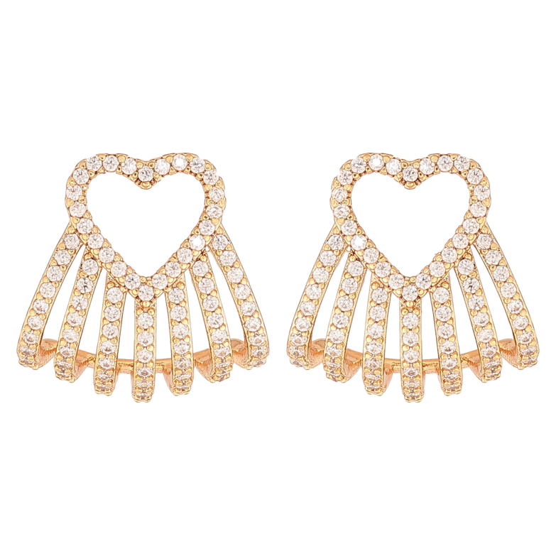 Серьги Xuping цвет Позолота 18K пусеты "Сердечки с кристаллами" фото №1