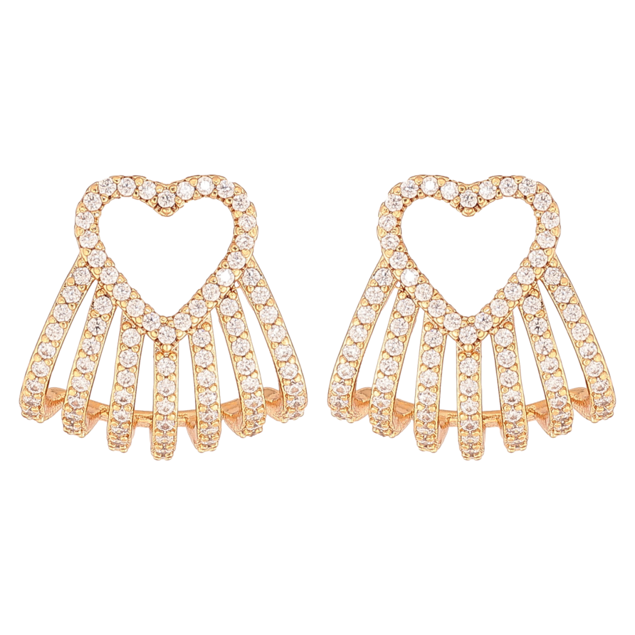Сережки Xuping колір Позолота 18K пусети "Сердечки з кристалами" фото №1